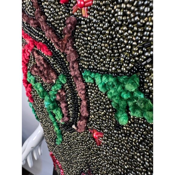 Vintage Other Destinations Hand-Beaded Silk Vest With Floral Embroidery & Rayon - Picture 5 of 16